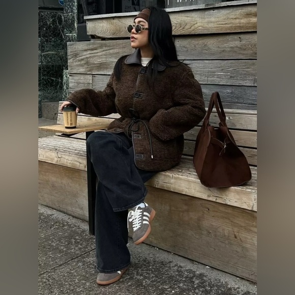 ZARA NEW WOMEN DOUBLE FACED REVERSIBLE FAUX LEATHER COAT JACKET - Picture 9 of 17